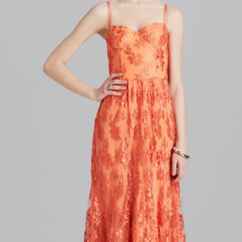 Alice and Olivia Tyler Bustier Lace Maxi Dress